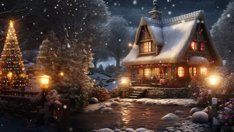Relaxing Christmas Music ⛄ Great View from Outside 🎄 Snow Falling Christmas Ambience ❄️