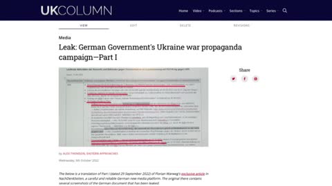 UK Column News - 5th October 2022 - German Leak Reveals German Propaganda Effort