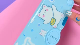 MY CUTE CAT PENCIL CASE REVIEW - UNBOXING - ASMR #shorts #youtubeshorts