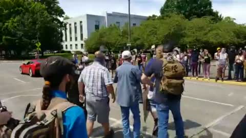 Infiltrator Gets Physically Ejected From Back The Blue Rally At Oregon Capitol