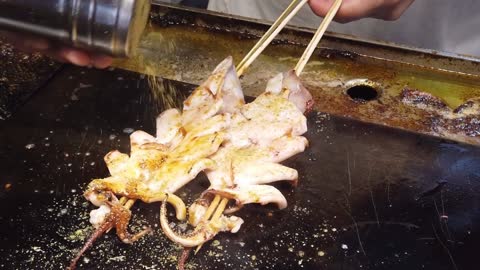 Sizzling squid is delicious