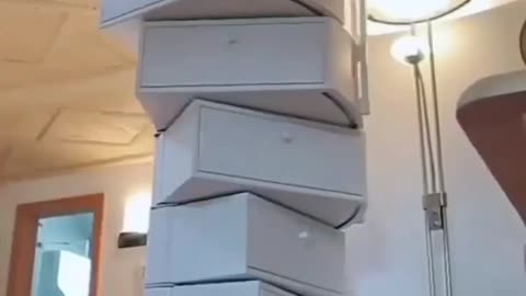 Revolving staircase with Drawer unit