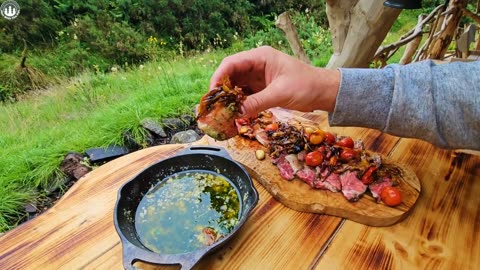 Tomahawk Ribeye Steak 🥩 Grilled on 🔥🔥🔥(Relaxing Sounds, ASMR, Menwiththepot HAT, CAMPING)