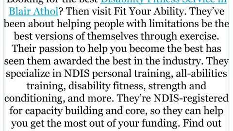 Get the best Disability Fitness Service in Blair Athol