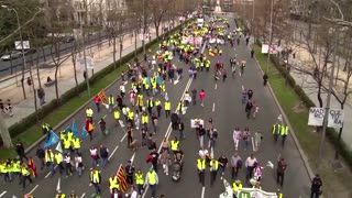 Spanish farmers protest in downtown Madrid
