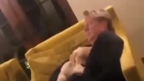 Dad loves and treat the dog like his own son