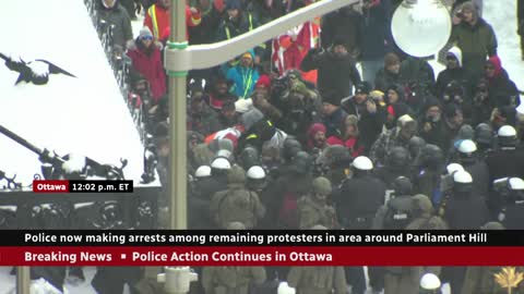 When confronting demonstrators in Ottawa, police employ a chemical irritant.