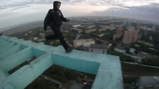 Extreme first-person BASE jumping footage