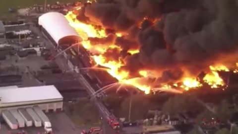 Fire spewing toxic smoke into the air. Kissimmee, Florida