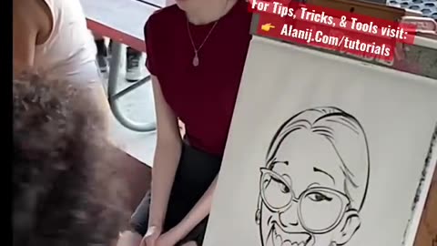 Super shy young lady gets caricature drawn by Alani J