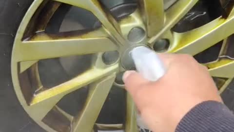 Automobile tire stain cleaning