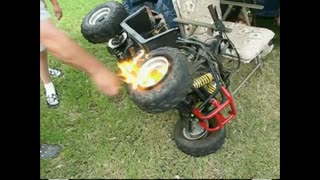 Redneck tire mounting an ATV