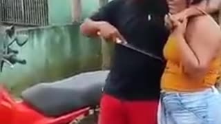 Man holds hostage with knife and gets taken out