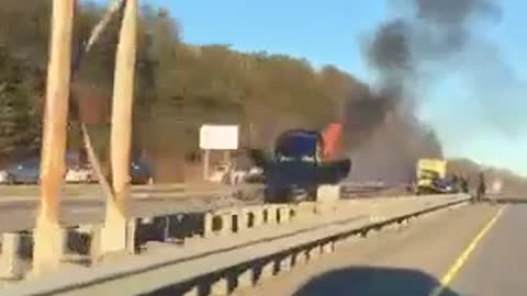 Spectacular Three Car Accident on Fire