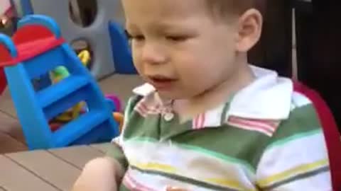 Toddler's funny reaction to spicy food