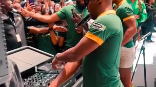 Zakes Bantwini with SPRINGBOKS squad celebration of rugby World Cup win