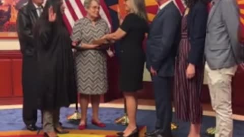 Katie Hobbs Already Embarrassing Arizona As She Has A Giggle Fit During Her Swearing In