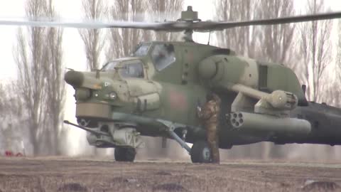 Russian Attack Helicopters Destroy Camouflaged Ukrainian Command Posts And Armoured Vehicles