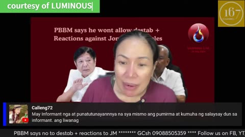 LUMINOUS LIVE 05162024 reactions to jm pbbm says he wont allow destab