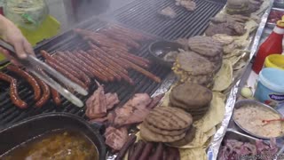 Street Food in Serbia. Burgers and Grilled Meat Paradise. 'Rostiljijada' Grill Festival, Leskovac