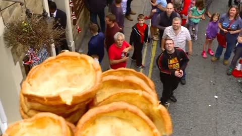 Brits throw black pudding to re-enact old rivalry