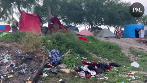 A growing encampment of migrants in Matamoros, Mexico