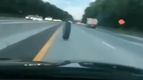 Tire Pops off Truck and Causes car to flip!!!!!!!!