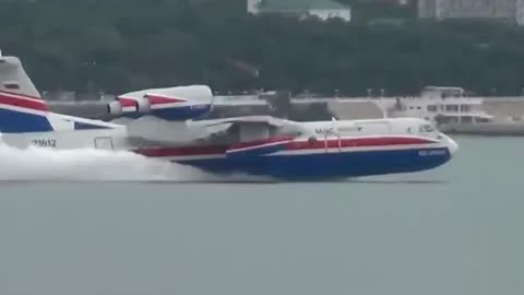 THIS IS THE BERIEV-BE-200 ALTAIR A JET POWERED AMPHIBIOUS FLYING BOAT