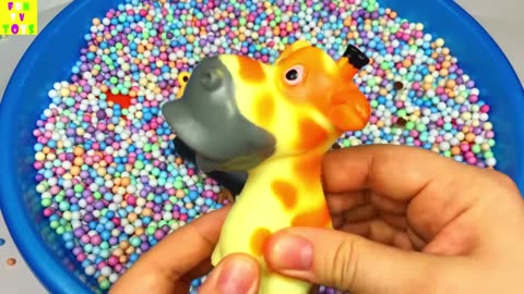 Learn Colors with Animals and Farm Surprise Toys for Kids with Foam Beads