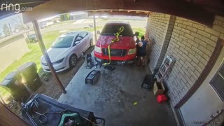 Mechanic Saved From Underneath Crushing Car