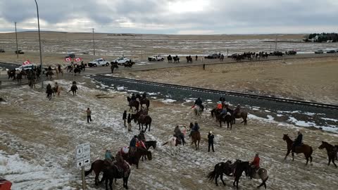 Freedom Convoy 2022 near Coutts Alberta