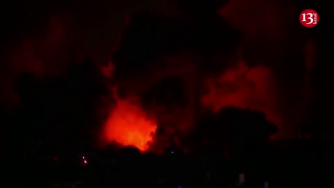 MOMENT: Explosions in Gaza night sky during Israeli air strikes
