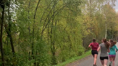 Joggers Pass Bear in Tree