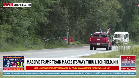 NH4TRUMP - TRUMP TRAIN | BBQ 2.0 DRIVING THRU LITCHFIELD, NH