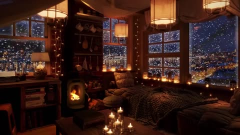 Welcome to a cozy and warm hideout with a beautiful winter night view