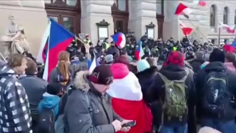 Footage has surfaced from yesterday's protest in Prague