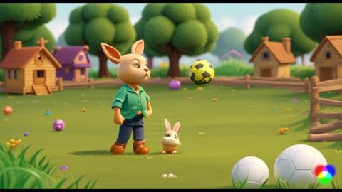 Rabbit learns to play soccer