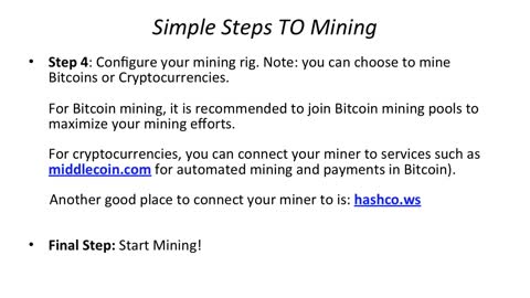 Simple step to mining
