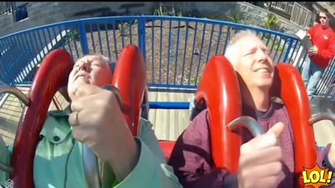 Funny Elderly Woman Loses It On Rollercoaster