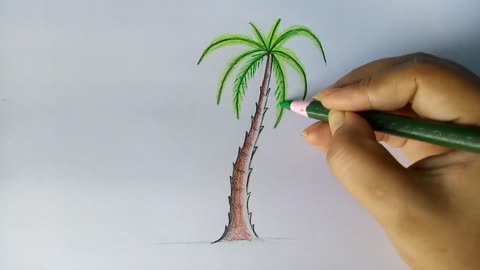 How to draw a date palm step by step (very easy) __ Art video