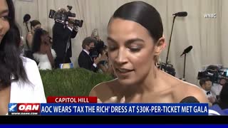 AOC wears 'tax the rich' dress at $30K-per-ticket Met Gala