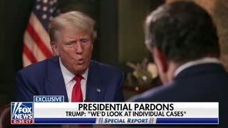 Bret Baier asks Trump if he would also pardon people who were convicted of assaulting officers on Jan 6