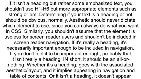 When do I not need to use h1h6 headers to create emphasised text