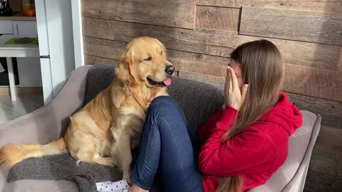Golden Retriever's Funny Reaction to Me Crying!