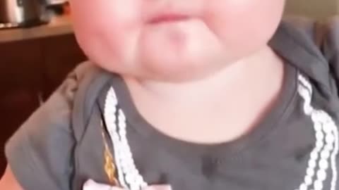 Funny baby video eating fruit