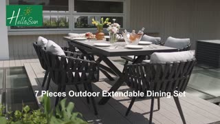 💦Elevate Your Outdoor Dining Experience with our 7 Pieces Aluminum Dining Set!🌱