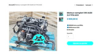 Moteur complet VW AUDI 2.0 TFSI AXX