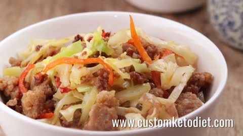 Keto Chili blackbean pork cabbage stir fry - Recipe and Nutritional Information in the Description