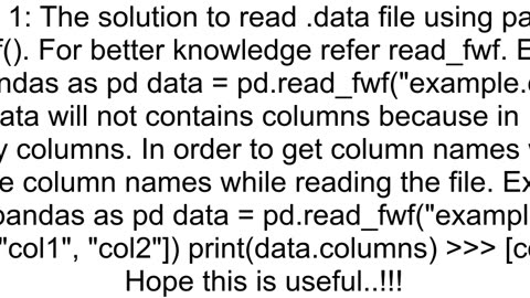 Reading data files using pandas