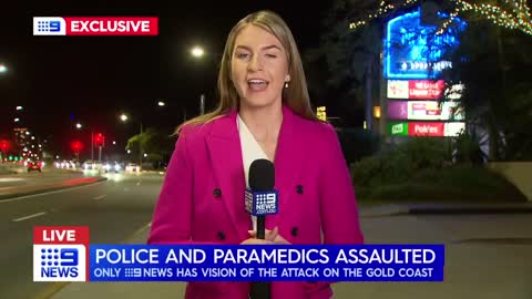 Video footage shows police, paramedics attacked on Gold Coast | 9 News Australia